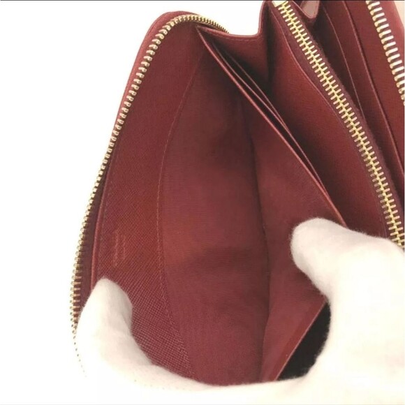 PRADA Saffiano Leather Flower Pearl Long Zip Around Wallet Red w/ Orange flowers - Picture 7 of 8